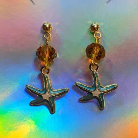 Turquoise Starfish Earrings - Picture 3 of 10